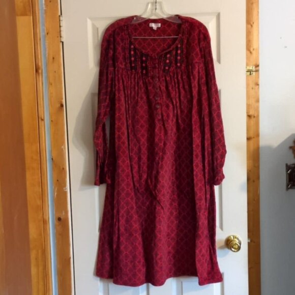 Secret Treasures Sleepwear Robe Sz 3X 22W 24W Red Winter Cozy Midi Pullover Lace - Picture 1 of 7